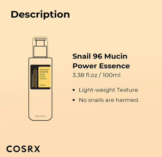 COSRX Snail Mucin 96% Power Repairing Essence 3.38 fl.oz 100ml